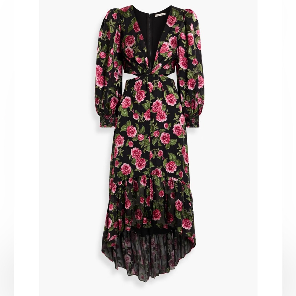 Alice + Olivia Katia Twist-front Floral Cut-out Maxi Dress